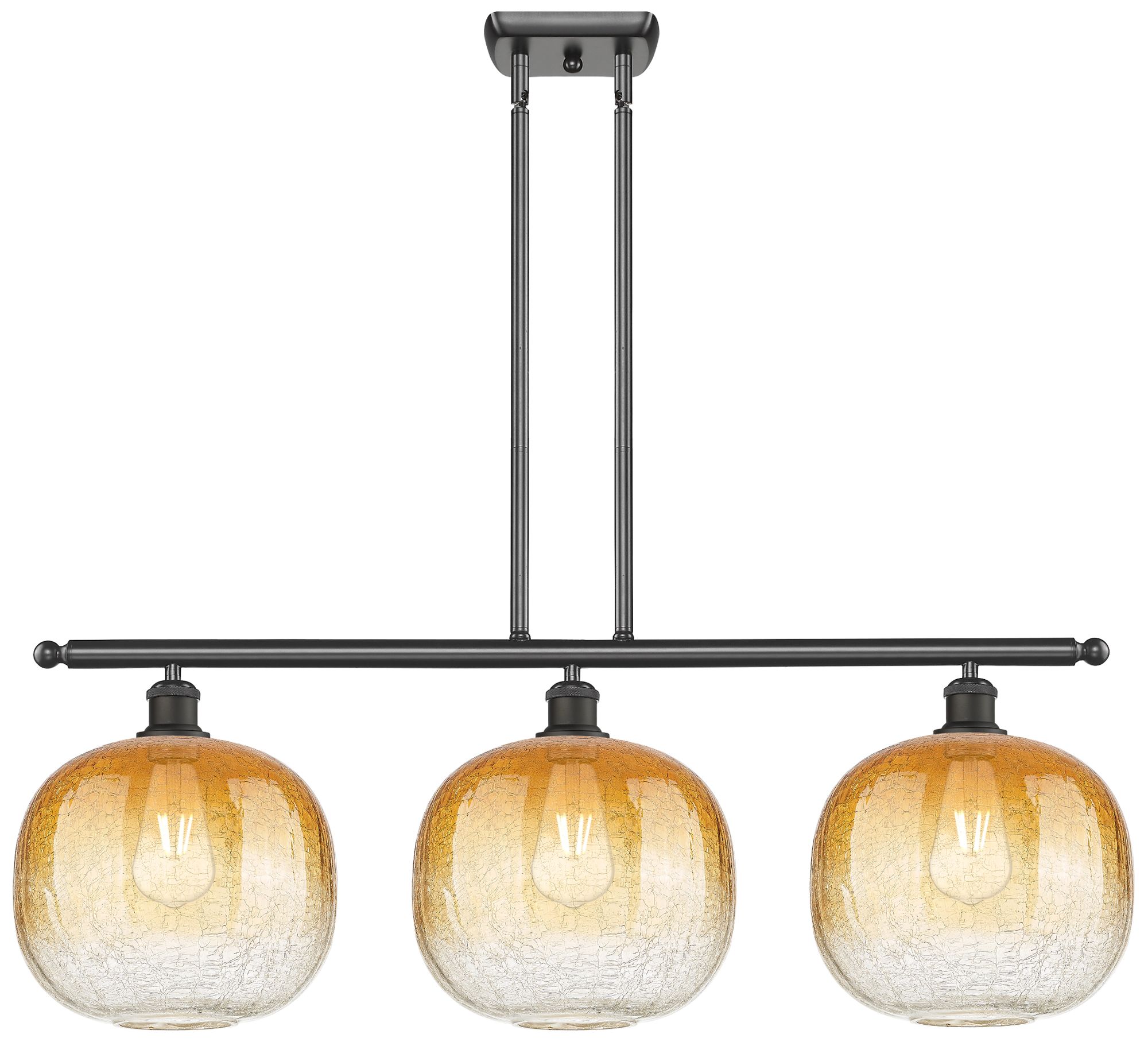 Brookhaven Sphere 37"W 3-Light Bronze Island Light w/ Amber Shade