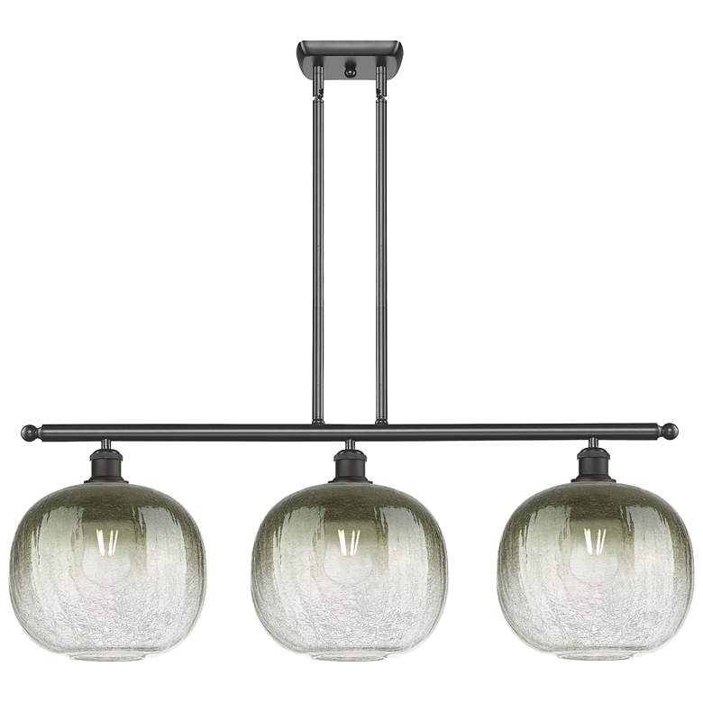 Image 1 Brookhaven Sphere 37"W 3-Light Bronze Island Light w/ Slate Shade