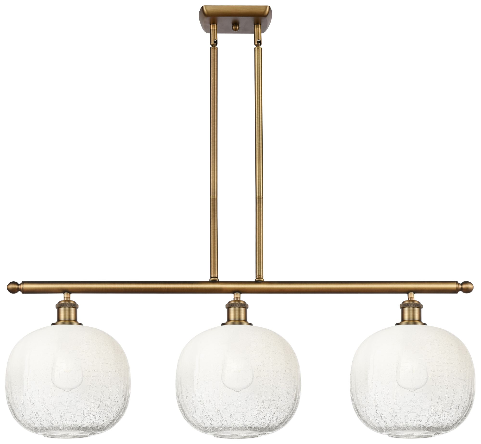 Brookhaven Sphere 37"W 3-Light Brushed Brass Island Light w/ Opal Shade