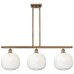 Brookhaven Sphere 37"W 3-Light Brushed Brass Island Light w/ Opal Shade