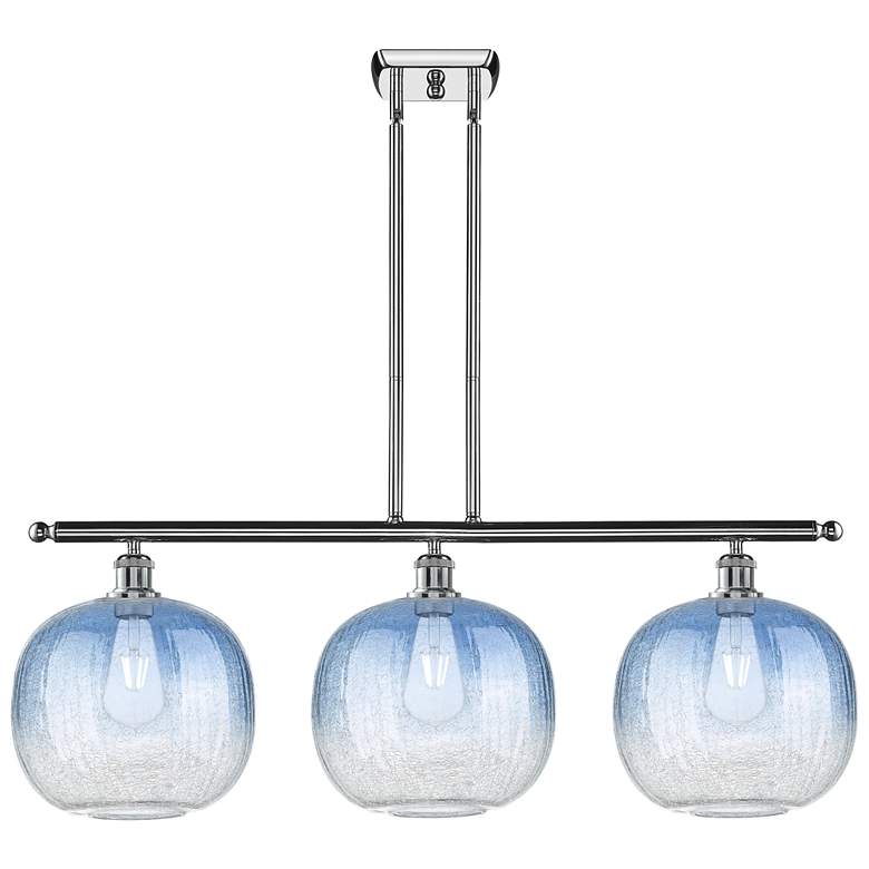 Image 1 Brookhaven Sphere 37"W 3-Light Chrome Island Light w/ Sapphire Shade