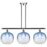 1_Brookhaven Sphere 37"W 3-Light Chrome Island Light w/ Sapphire Shade