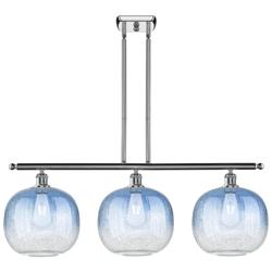 Brookhaven Sphere 37"W 3-Light Chrome Island Light w/ Sapphire Shade