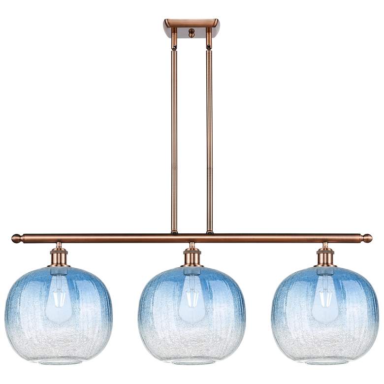 Image 1 Brookhaven Sphere 37"W 3-Light Copper Island Light w/ Sapphire Blue Shade
