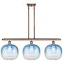 1_Brookhaven Sphere 37"W 3-Light Copper Island Light w/ Sapphire Blue Shade