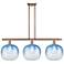 Brookhaven Sphere 37"W 3-Light Copper Island Light w/ Sapphire Blue Shade