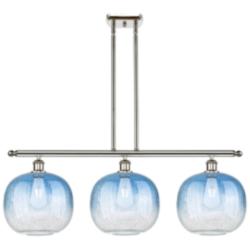 Brookhaven Sphere 37"W 3-Light Nickel Island Light w/ Sapphire Shade