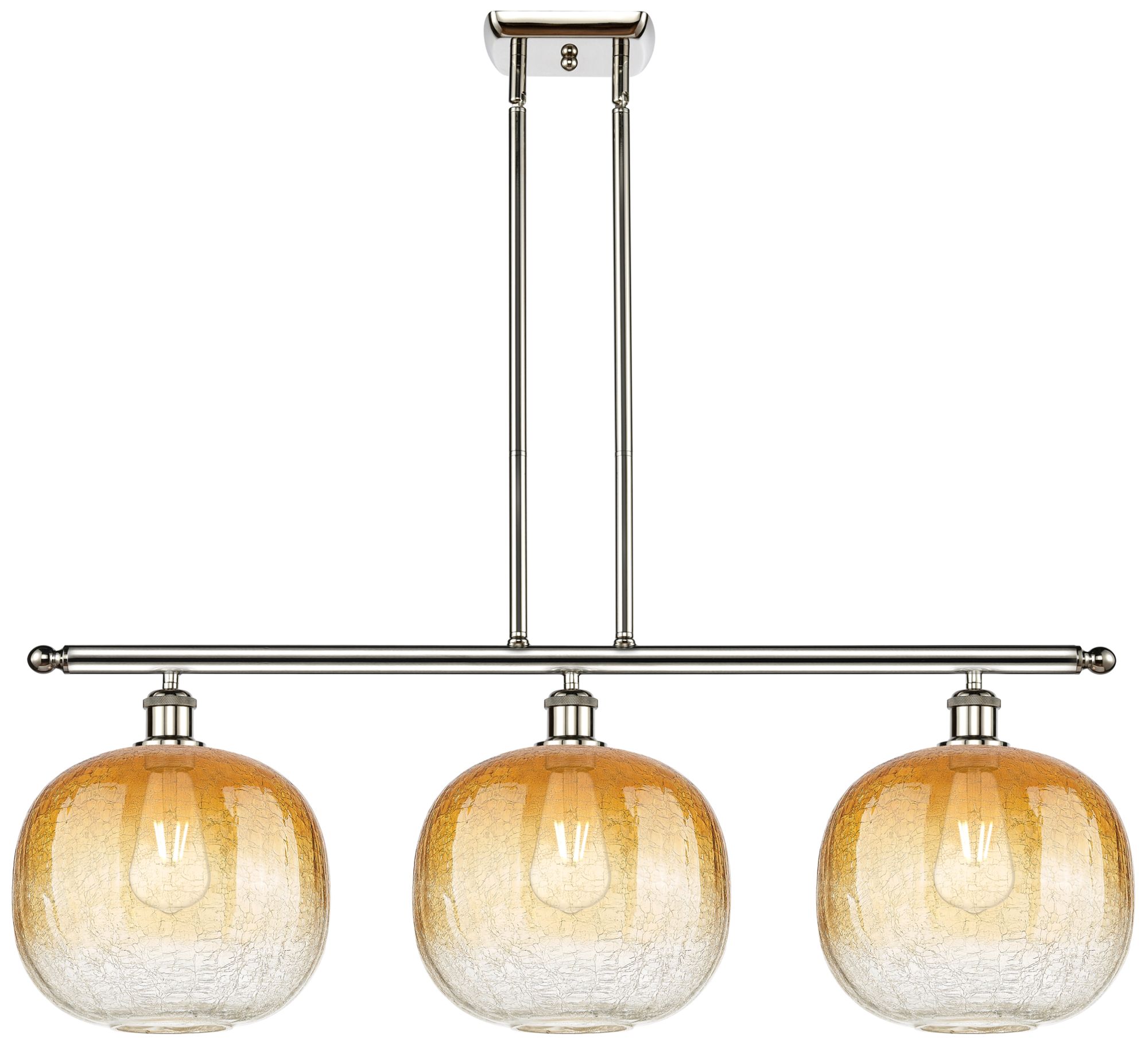 Brookhaven Sphere 37"W 3-Light Polished Nickel Island Light w/ Amber Shade
