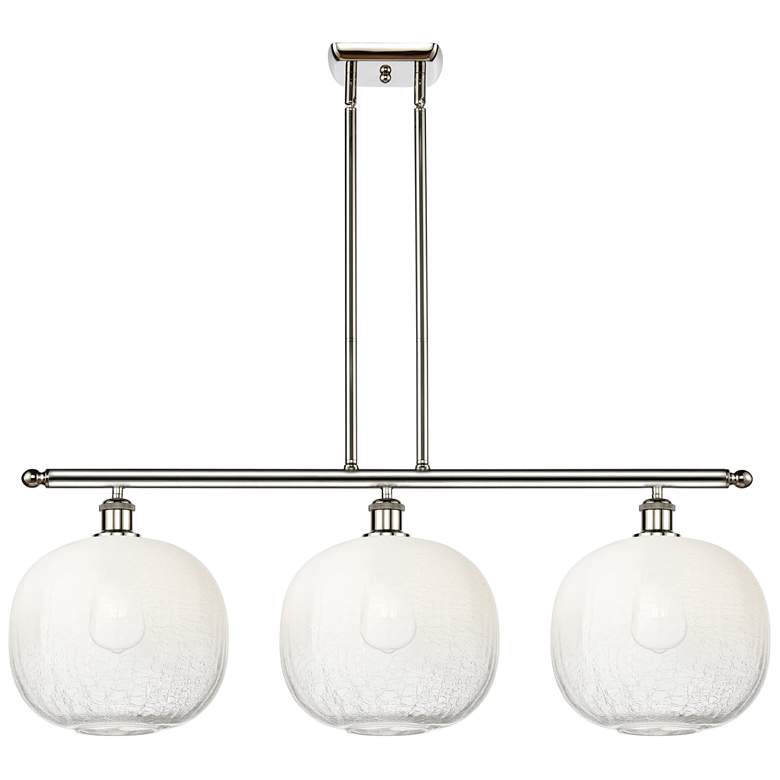 Image 1 Brookhaven Sphere 37"W 3-Light Polished Nickel Island Light w/ Opal Shade