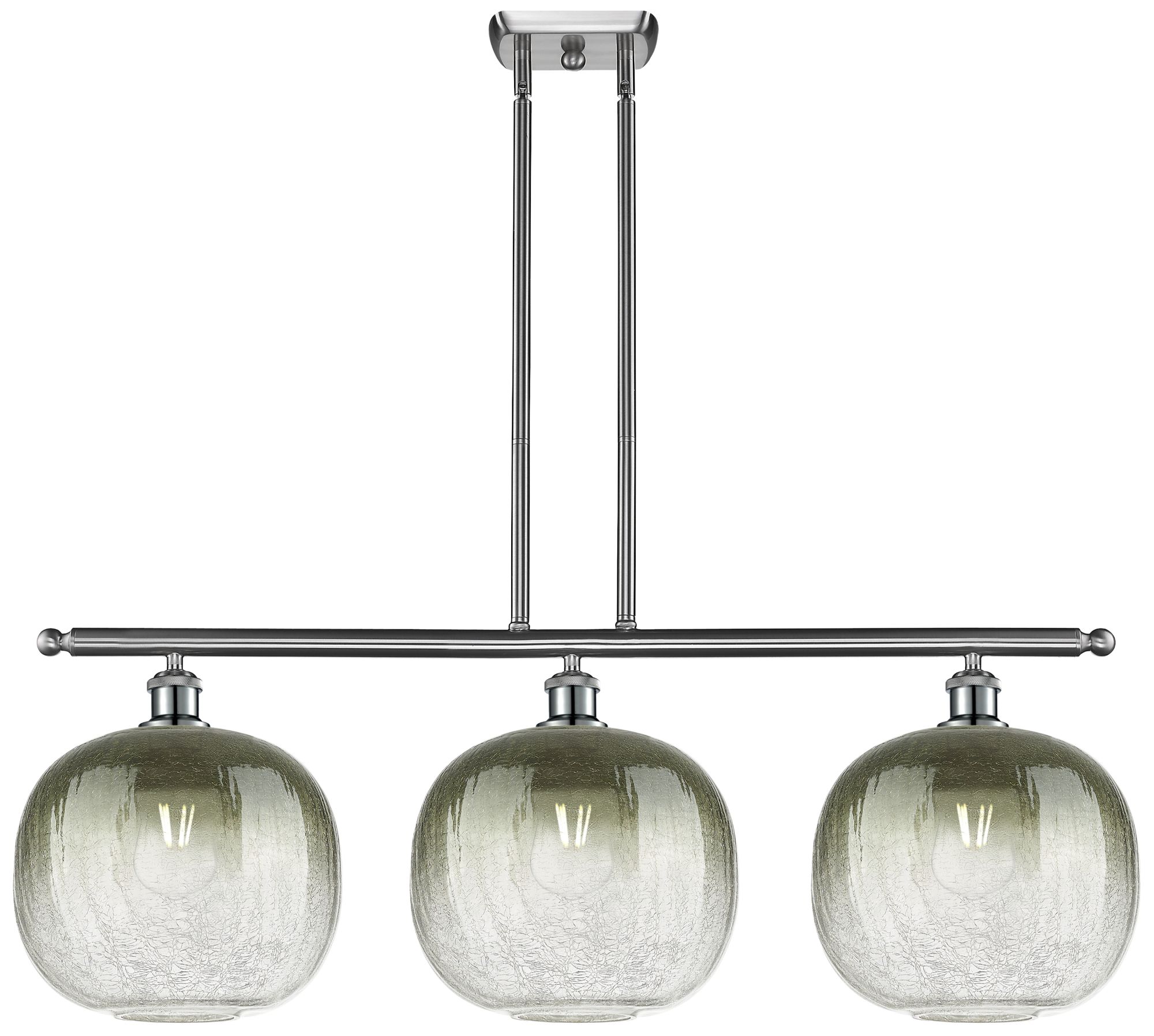 Brookhaven Sphere 37"W 3-Light Satin Nickel Island Light w/ Slate Shade