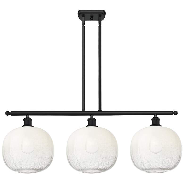 Image 1 Brookhaven Sphere 37" Wide 3-Light Matte Black Island Light w/ Opal Shade
