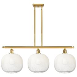 Brookhaven Sphere 37" Wide 3-Light Satin Gold Island Light with Opal Shade