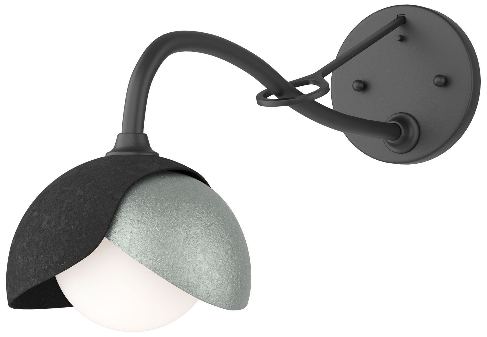 Brooklyn 1-Light Double Sconce Black Platinum Opal Glass Made to Order