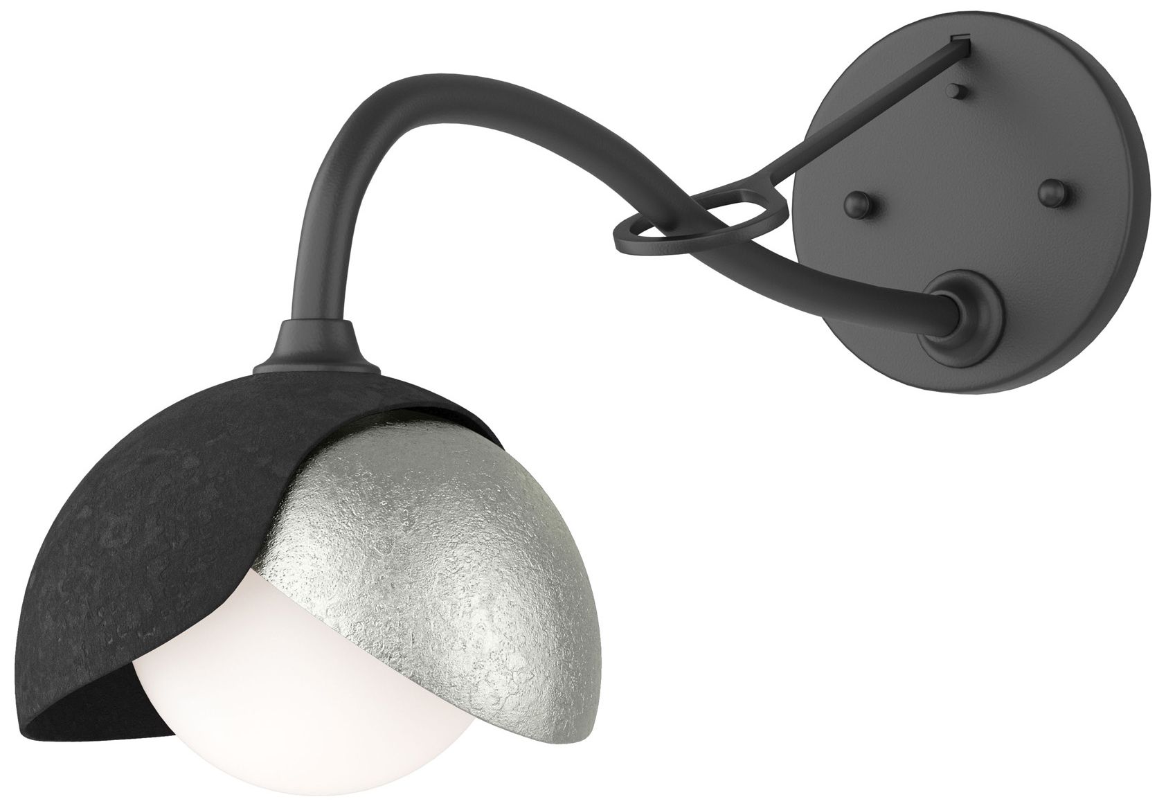 Brooklyn 1-Light Double Sconce Black Sterling Opal Glass Made to Order