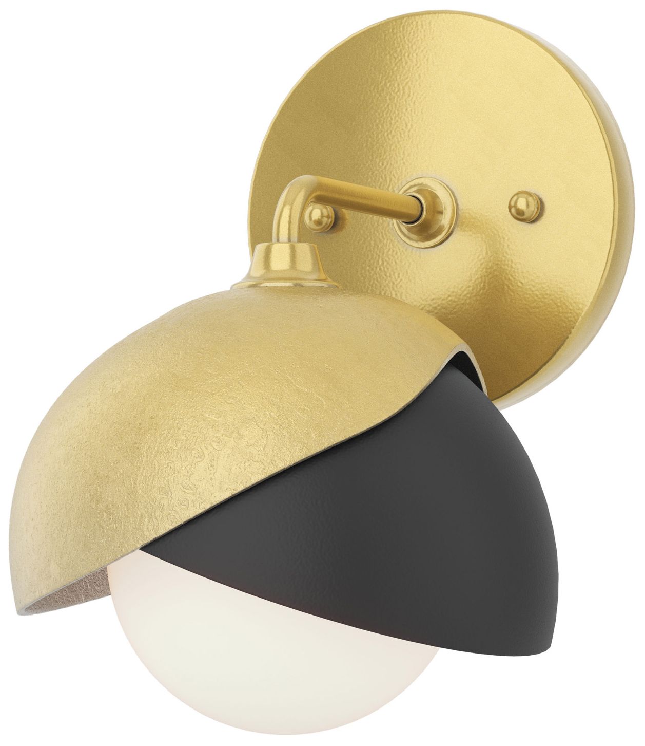 Brooklyn 1-Light Double Sconce Modern Brass Black Opal Glass Made to Order