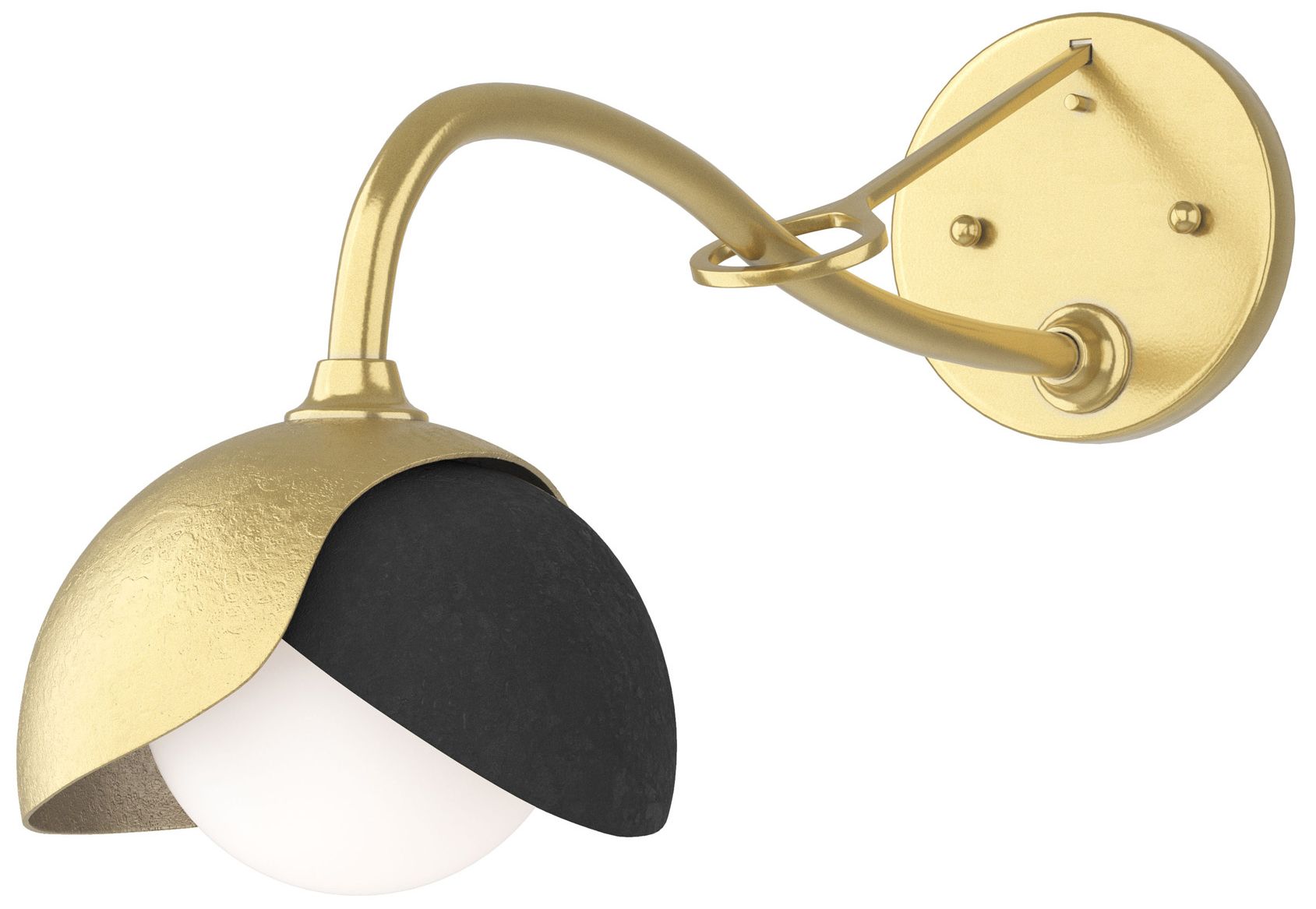 Brooklyn 1-Light Double Sconce Modern Brass Black Opal Glass Made to Order