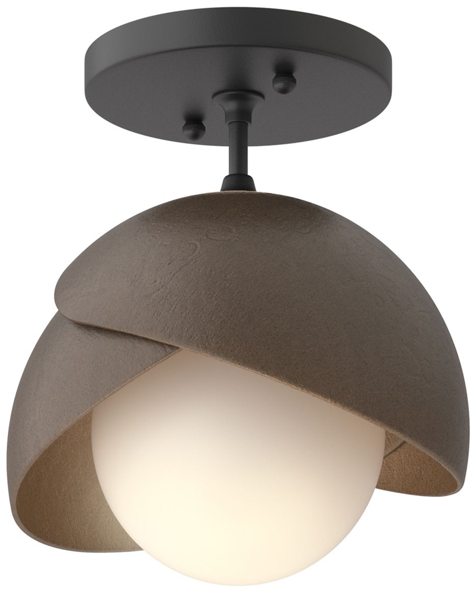Brooklyn 1-Light Double Semi-Flush Black Bronze Opal Glass Made to Order