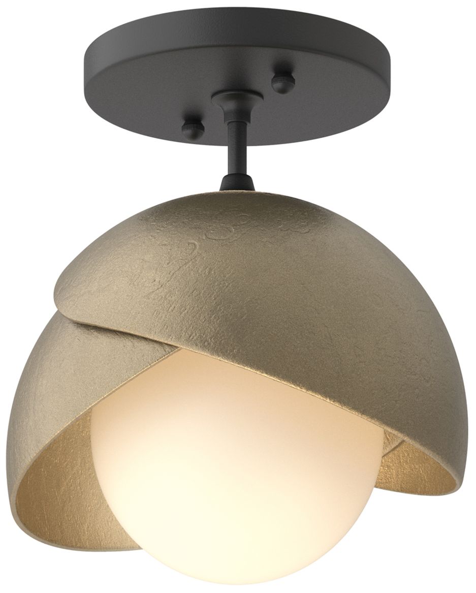Brooklyn 1-Light Double Semi-Flush Black Gold Opal Glass Made to Order