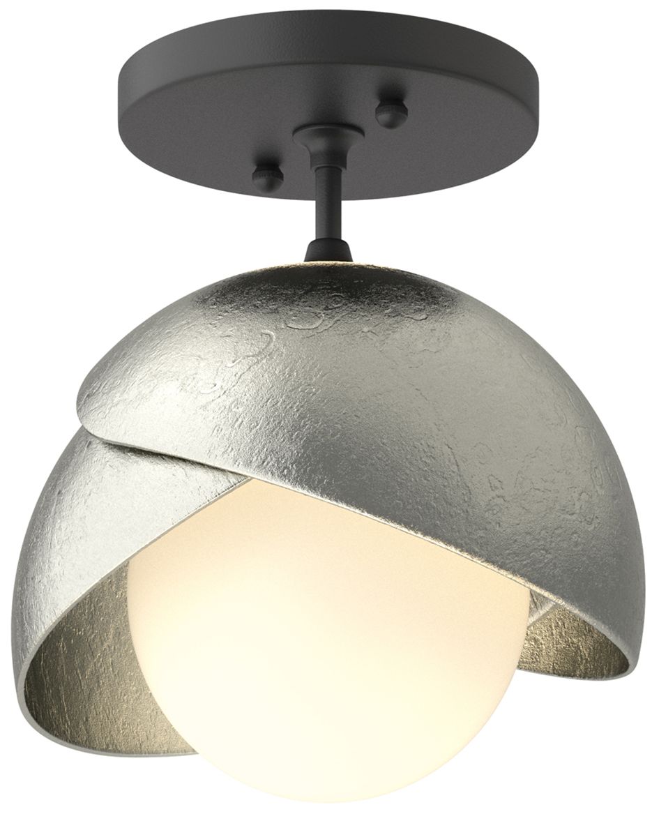 Brooklyn 1-Light Double Semi-Flush Black Sterling Opal Glass Made to Order