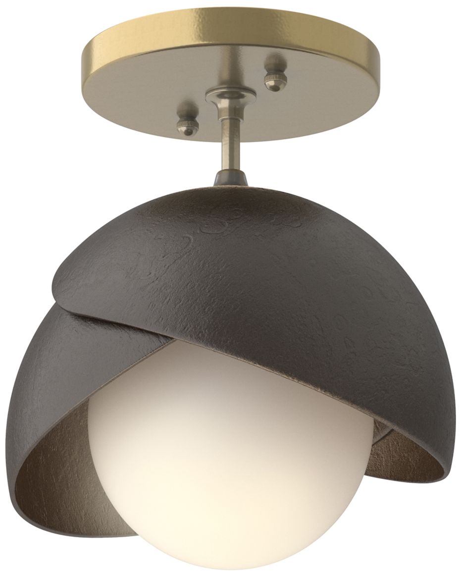 Brooklyn 1-Light Double Semi-Flush Brass Bronze Opal Glass Made to Order