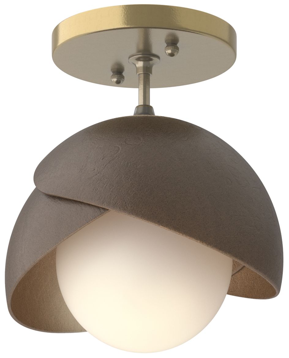 Brooklyn 1-Light Double Semi-Flush Brass Bronze Opal Glass Made to Order