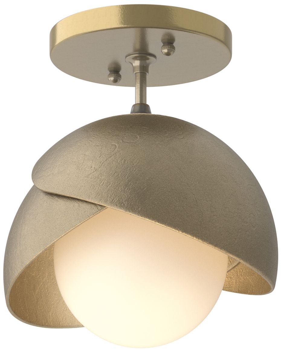 Brooklyn 1-Light Double Semi-Flush Brass Gold Opal Glass Made to Order