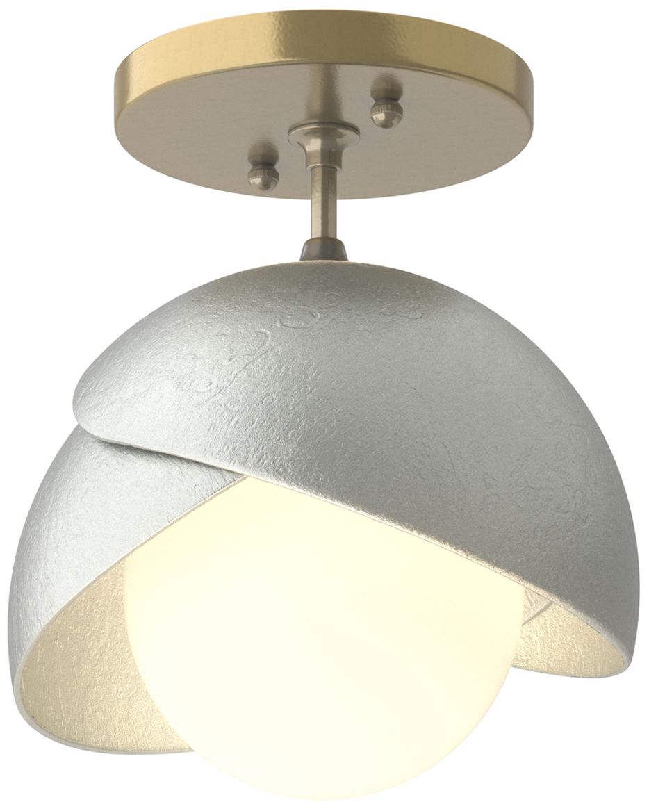 Brooklyn 1-Light Double Semi-Flush Brass Platinum Opal Glass Made to Order
