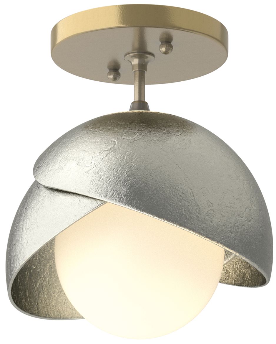 Brooklyn 1-Light Double Semi-Flush Brass Sterling Opal Glass Made to Order