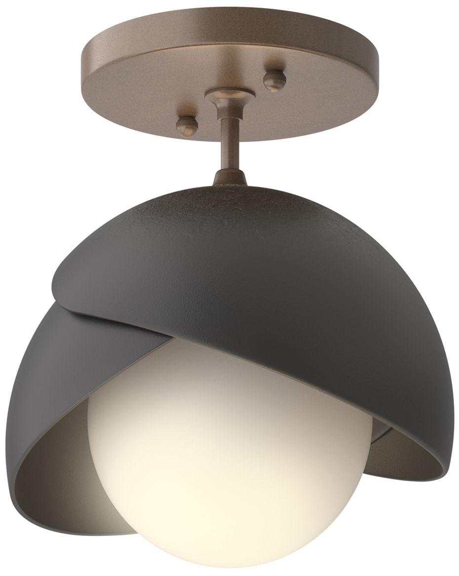 Brooklyn 1-Light Double Semi-Flush Bronze Black Opal Glass Made to Order