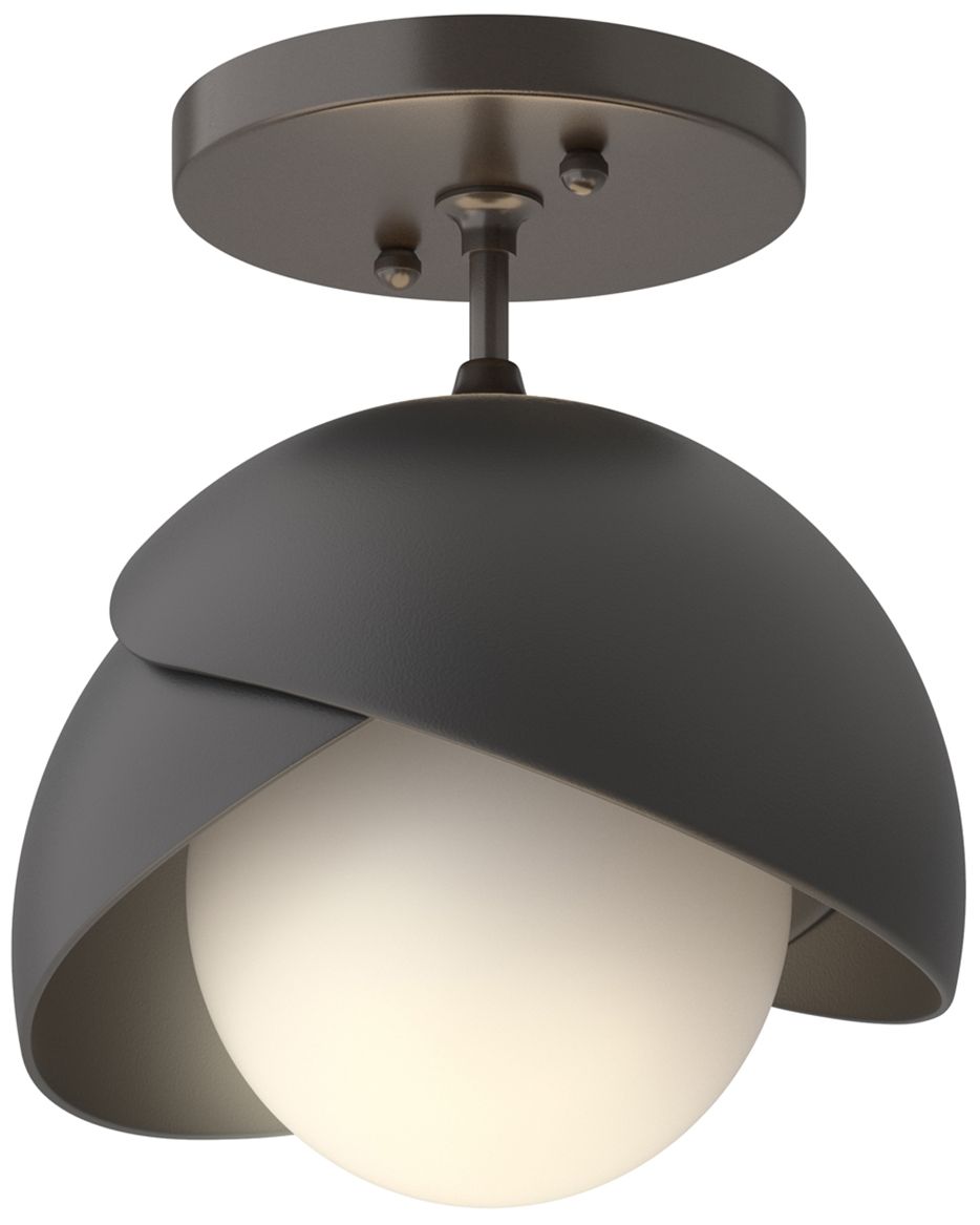 Brooklyn 1-Light Double Semi-Flush Bronze Black Opal Glass Made to Order