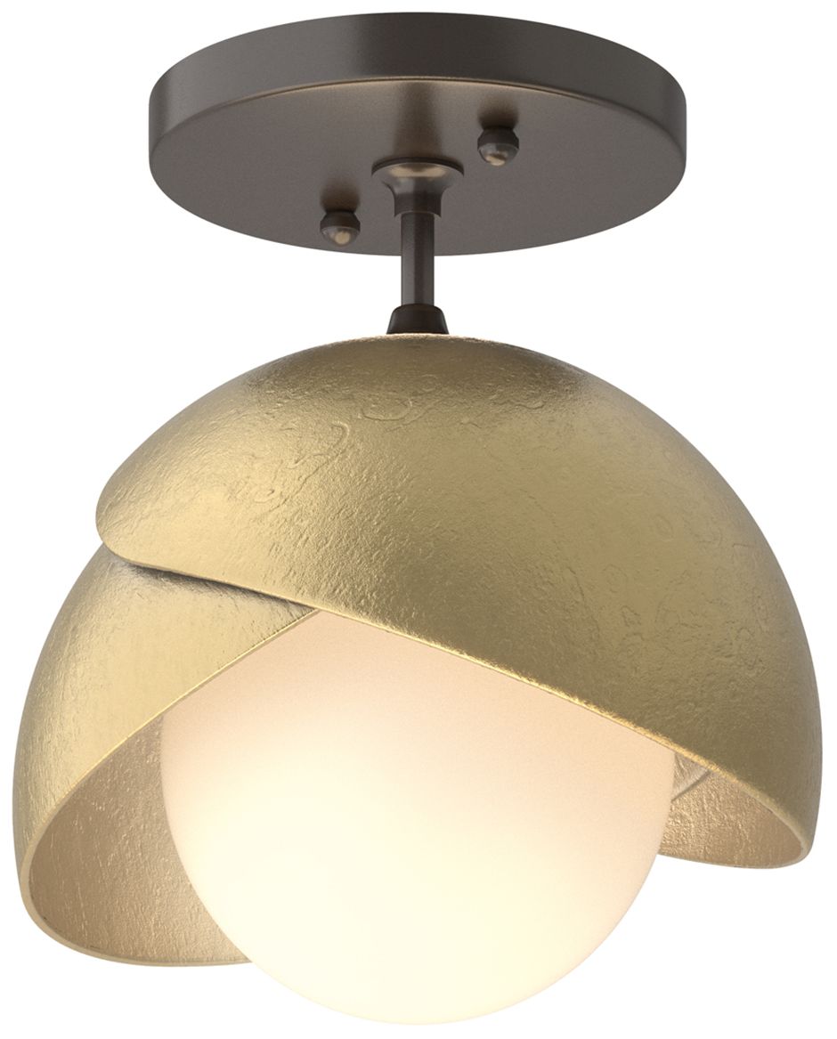 Brooklyn 1-Light Double Semi-Flush Bronze Brass Opal Glass Made to Order