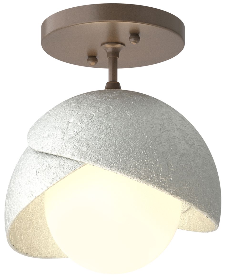 Brooklyn 1-Light Double Semi-Flush Bronze Bronze Opal Glass Made to Order