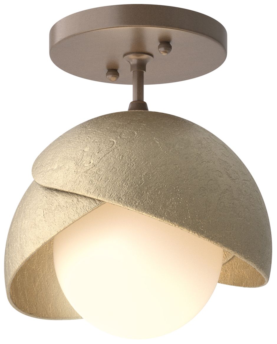 Brooklyn 1-Light Double Semi-Flush Bronze Gold Opal Glass Made to Order