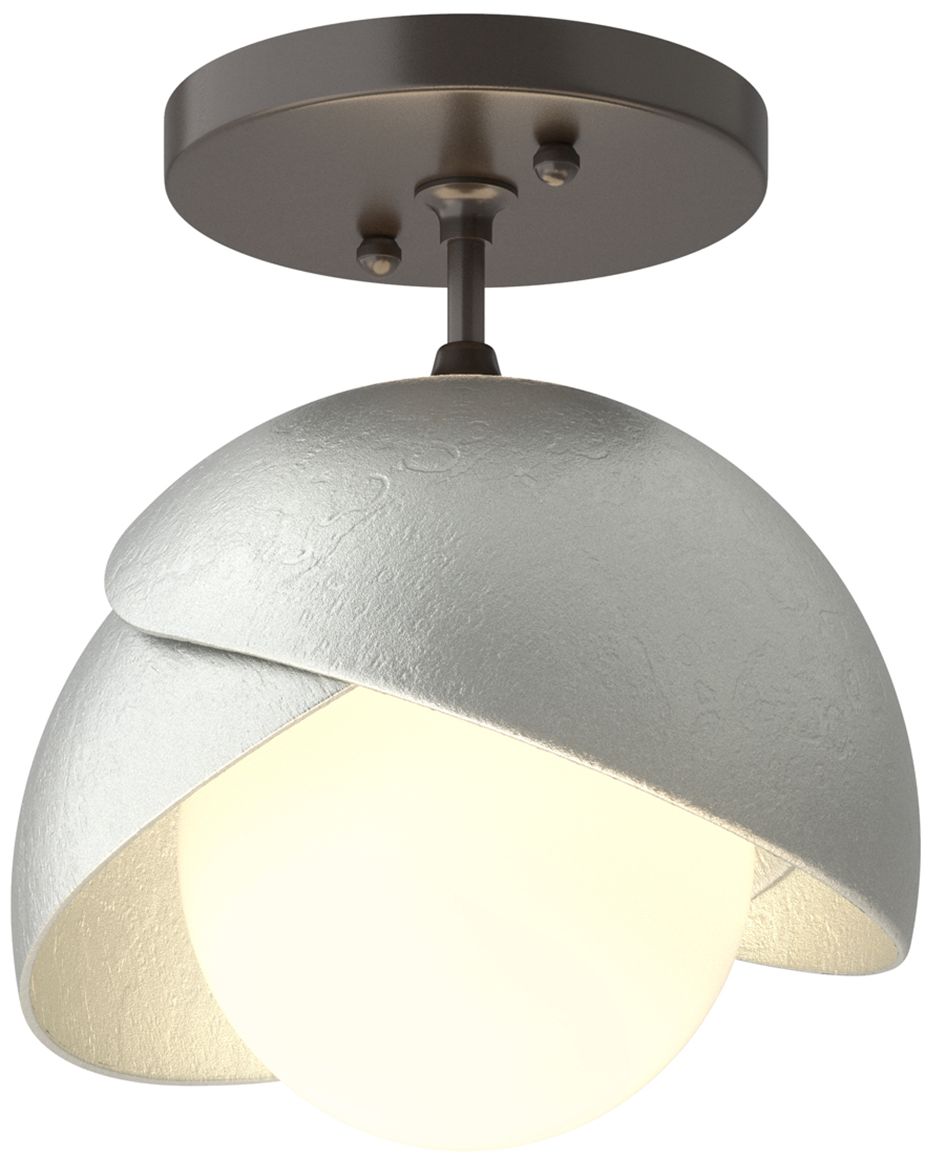 Brooklyn 1-Light Double Semi-Flush Bronze Platinum Opal Glass Made to Order