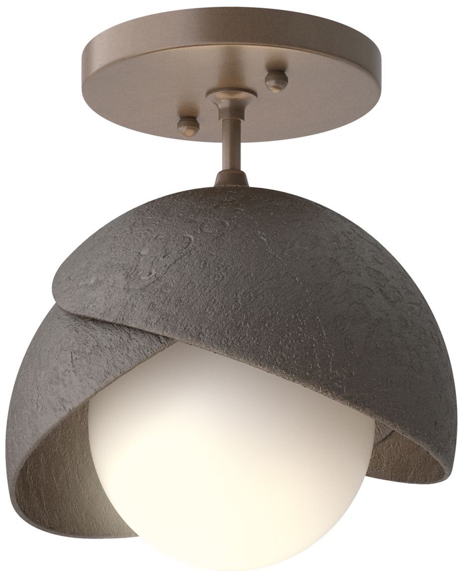 Brooklyn 1-Light Double Semi-Flush Bronze Rubbed Bronze Opal Made to Order