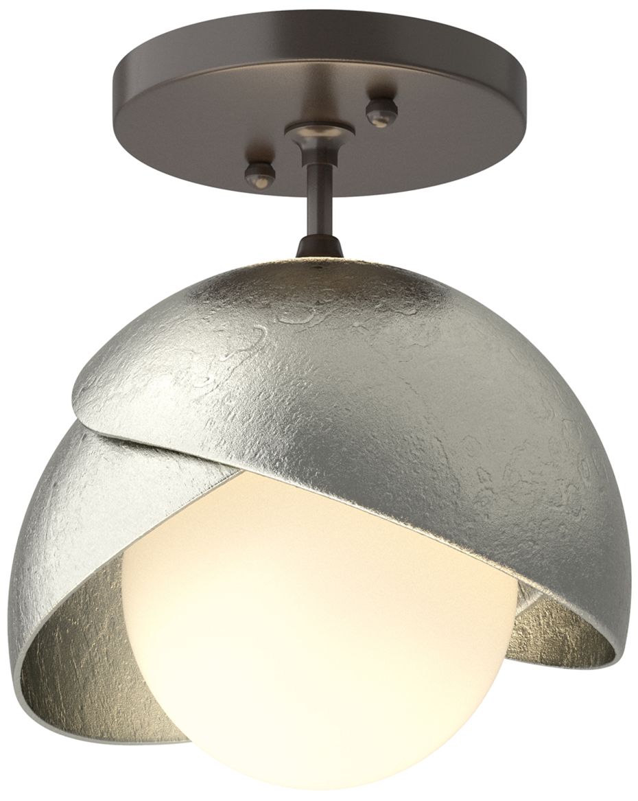 Brooklyn 1-Light Double Semi-Flush Bronze Sterling Opal Glass Made to Order