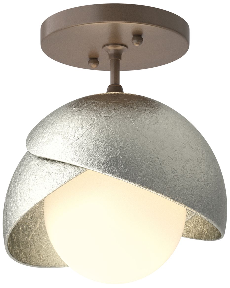 Brooklyn 1-Light Double Semi-Flush Bronze Sterling Opal Glass Made to Order