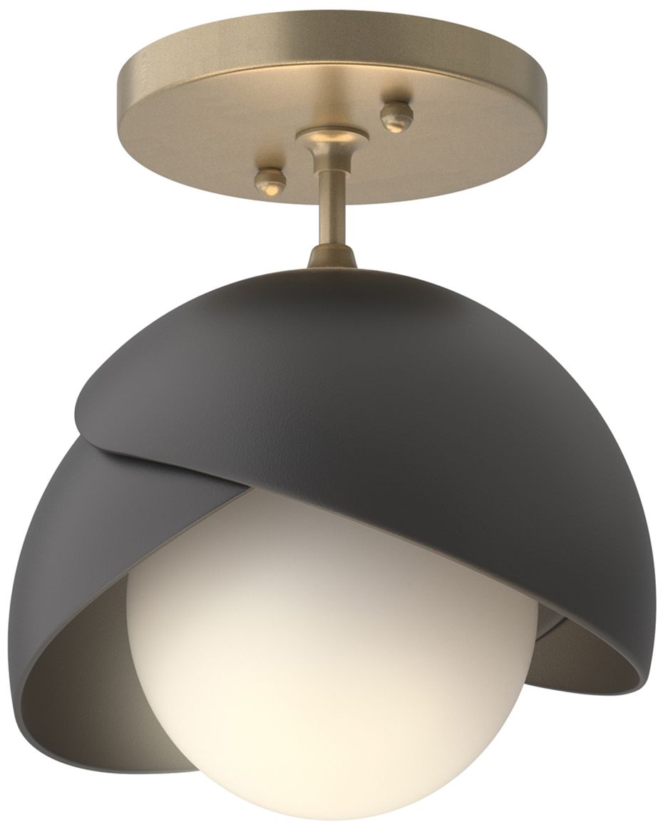 Brooklyn 1-Light Double Semi-Flush Gold Black Opal Glass Made to Order