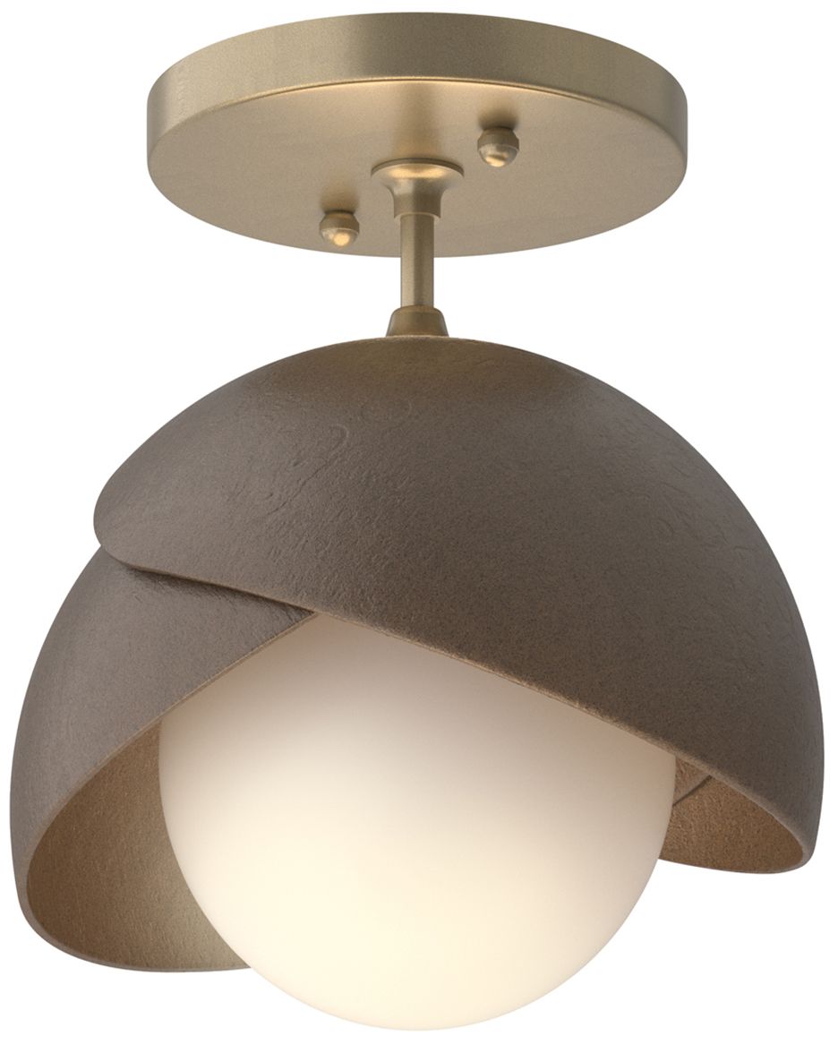 Brooklyn 1-Light Double Semi-Flush Gold Bronze Opal Glass Made to Order