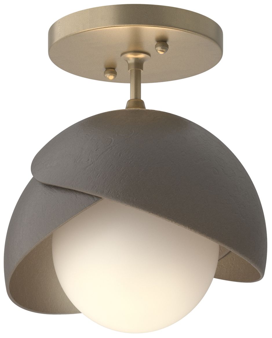 Brooklyn 1-Light Double Semi-Flush Gold Dark Smoke Opal Glass Made to Order