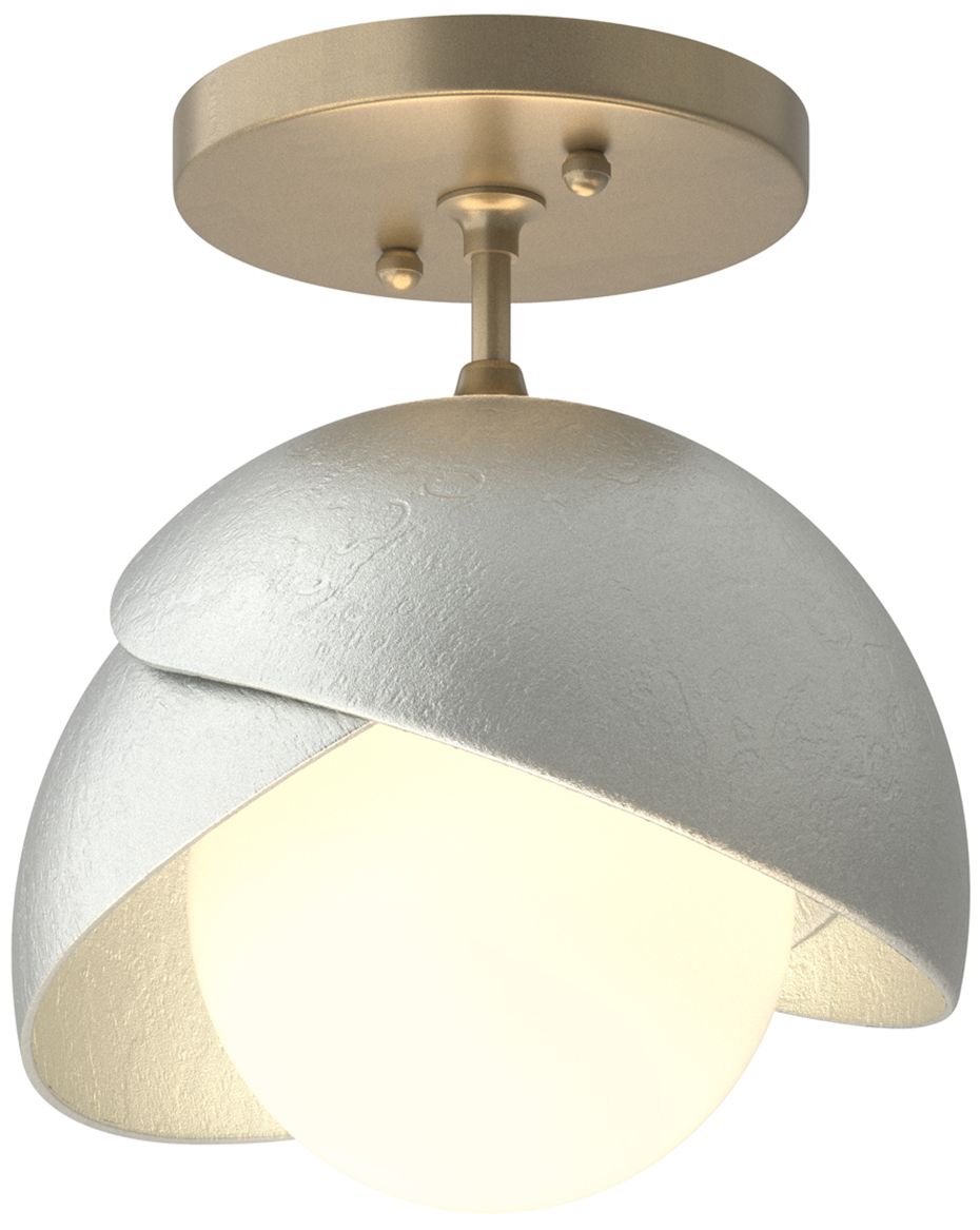 Brooklyn 1-Light Double Semi-Flush Gold Platinum Opal Glass Made to Order