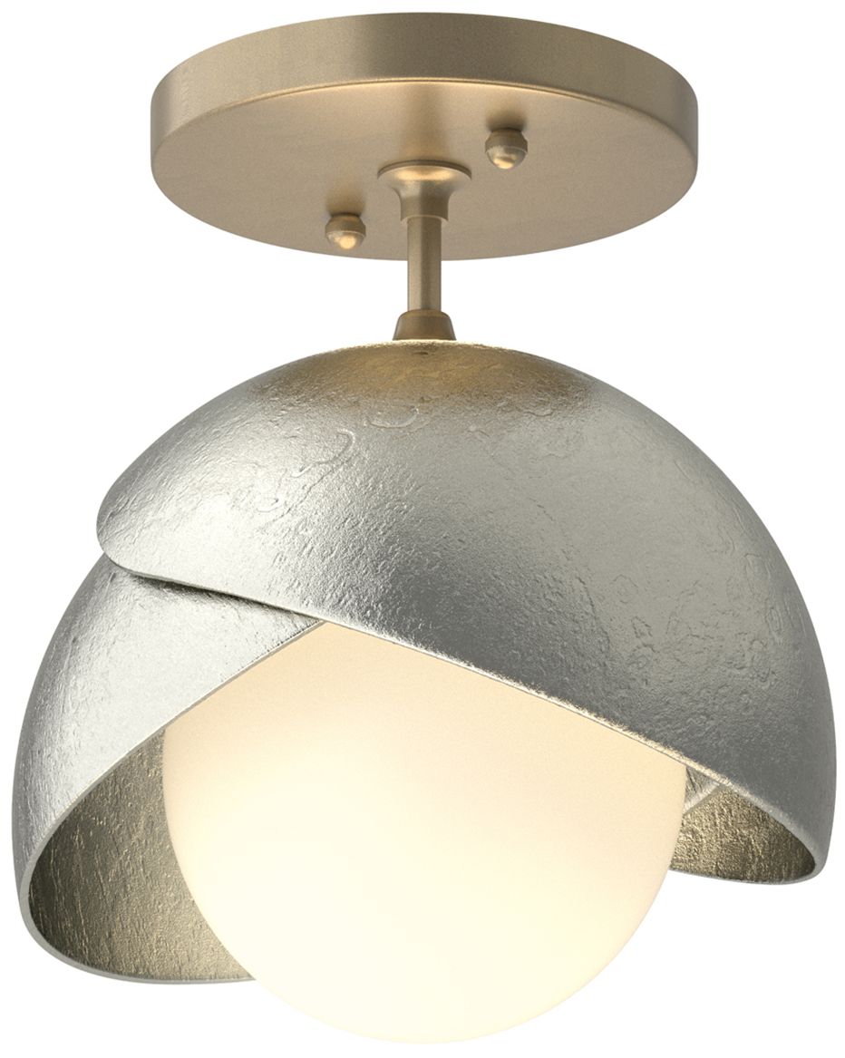 Brooklyn 1-Light Double Semi-Flush Gold Sterling Opal Glass Made to Order