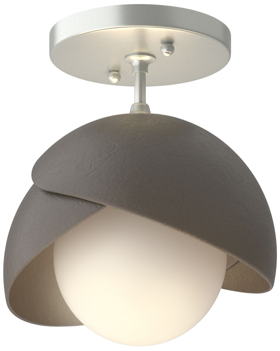 Brooklyn 1-Light Double Semi-Flush Platinum Smoke Opal Glass Made to Order