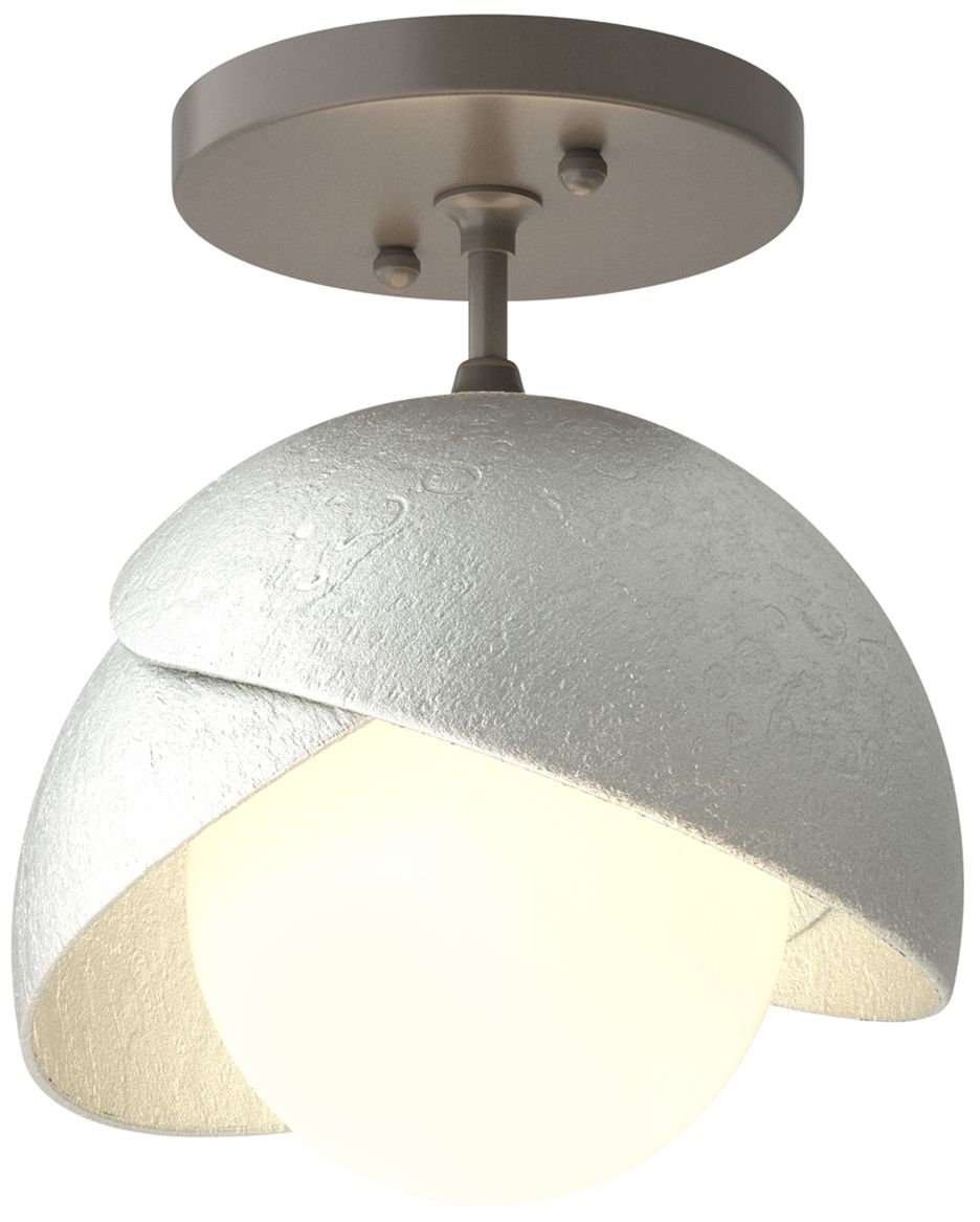 Brooklyn 1-Light Double Semi-Flush Smoke Platinum Opal Glass Made to Order