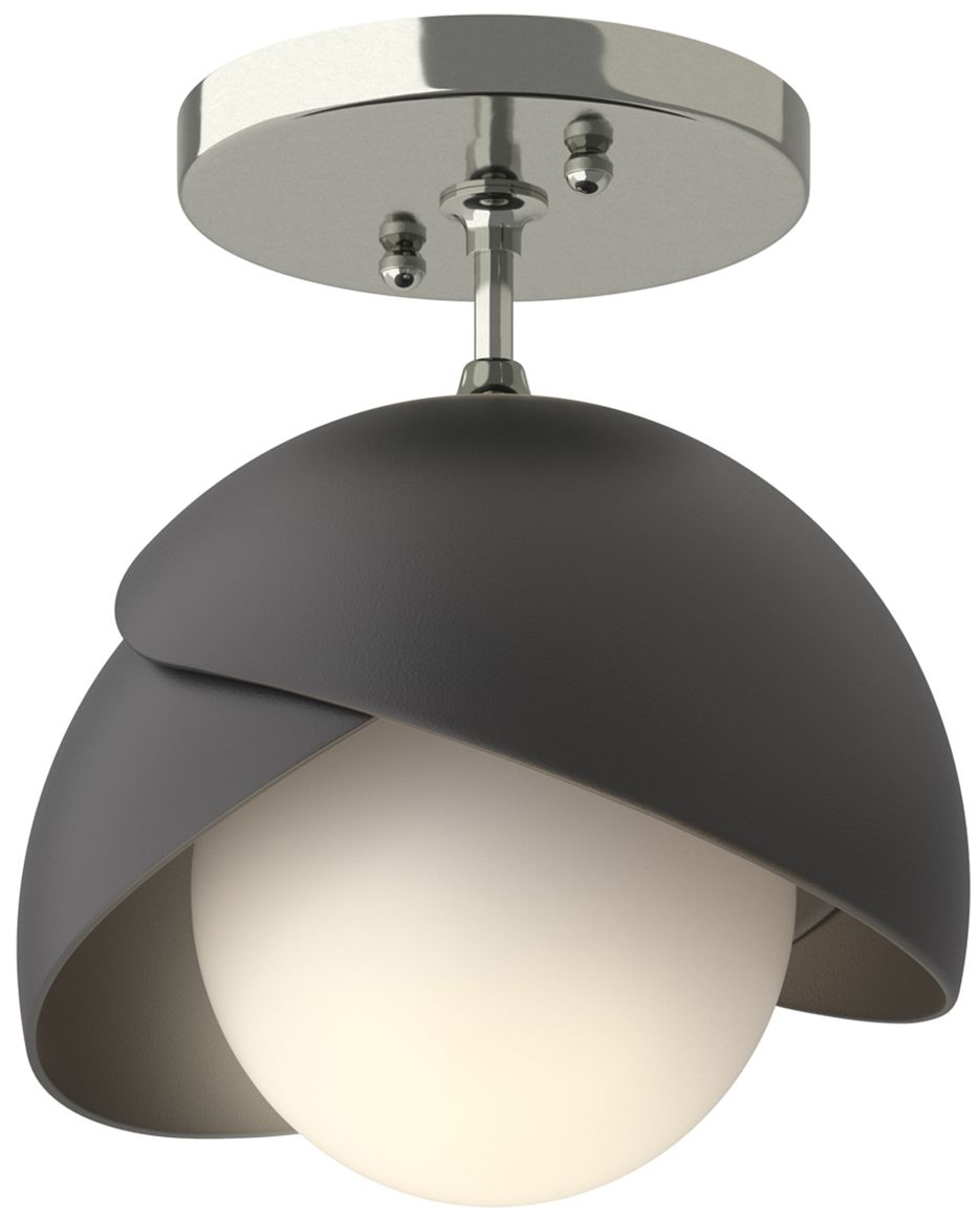 Brooklyn 1-Light Double Semi-Flush Sterling Black Opal Glass Made to Order
