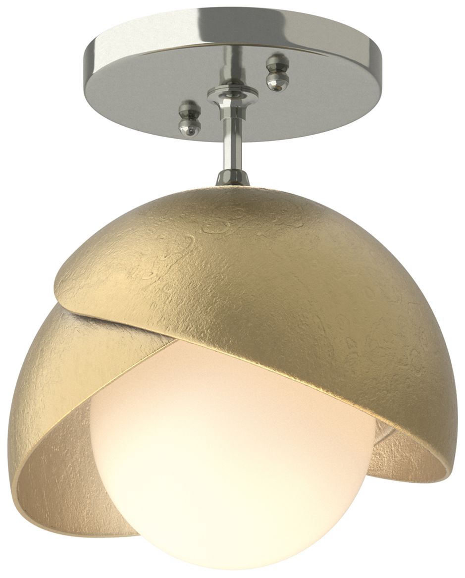 Brooklyn 1-Light Double Semi-Flush Sterling Brass Opal Glass Made to Order