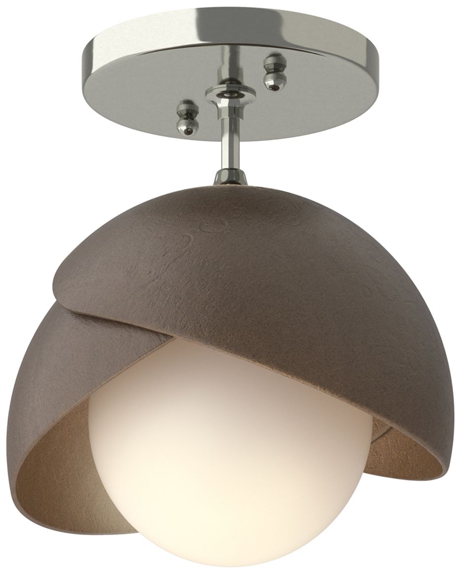 Brooklyn 1-Light Double Semi-Flush Sterling Bronze Opal Glass Made to Order