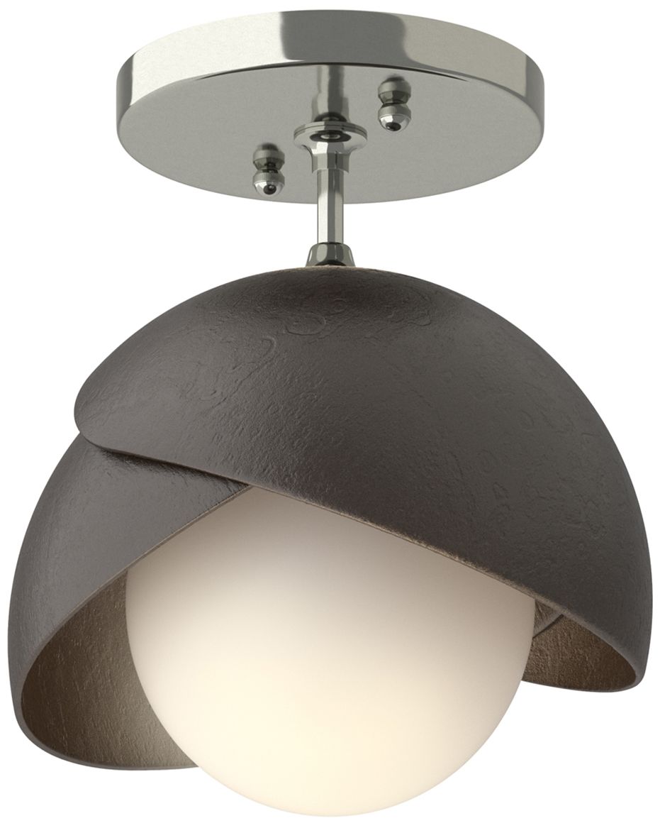 Brooklyn 1-Light Double Semi-Flush Sterling Bronze Opal Glass Made to Order
