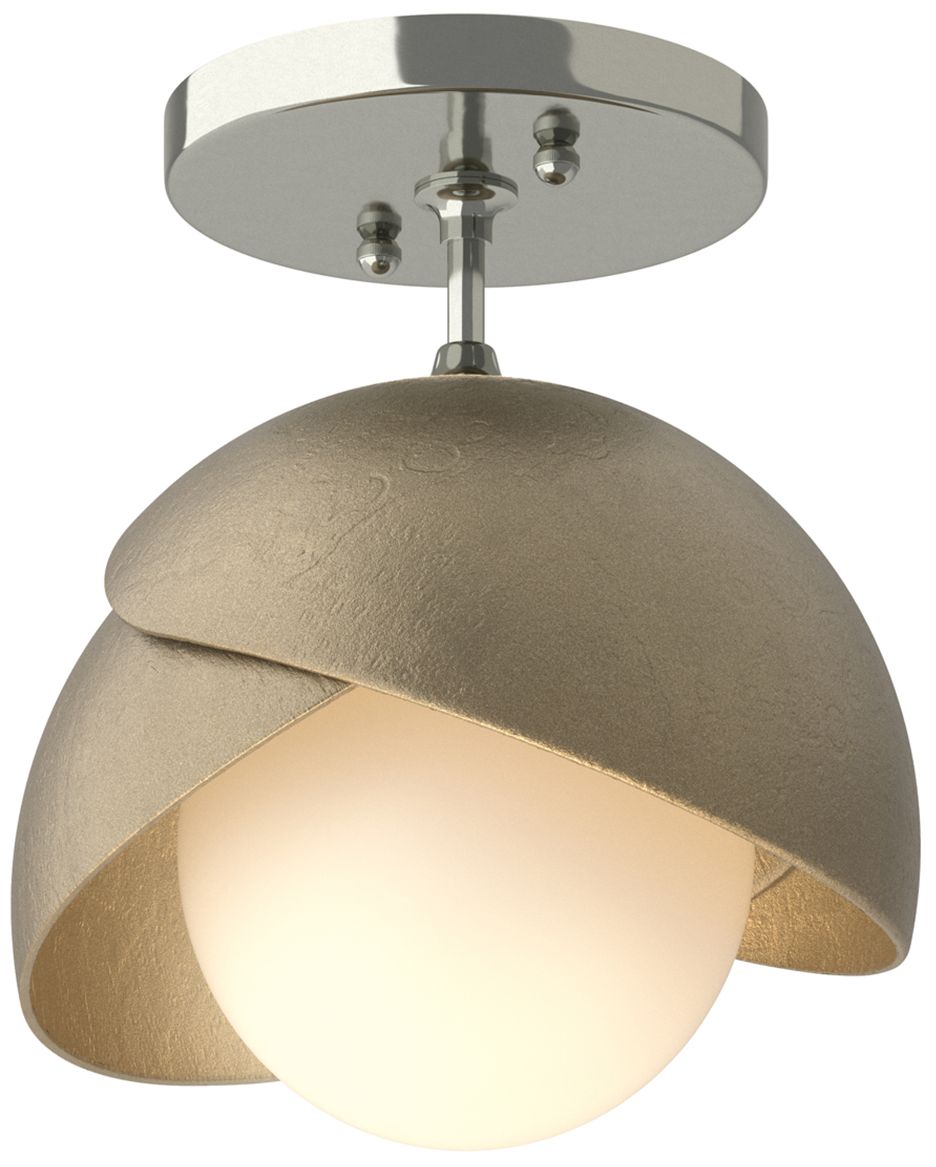 Brooklyn 1-Light Double Semi-Flush Sterling Gold Opal Glass Made to Order