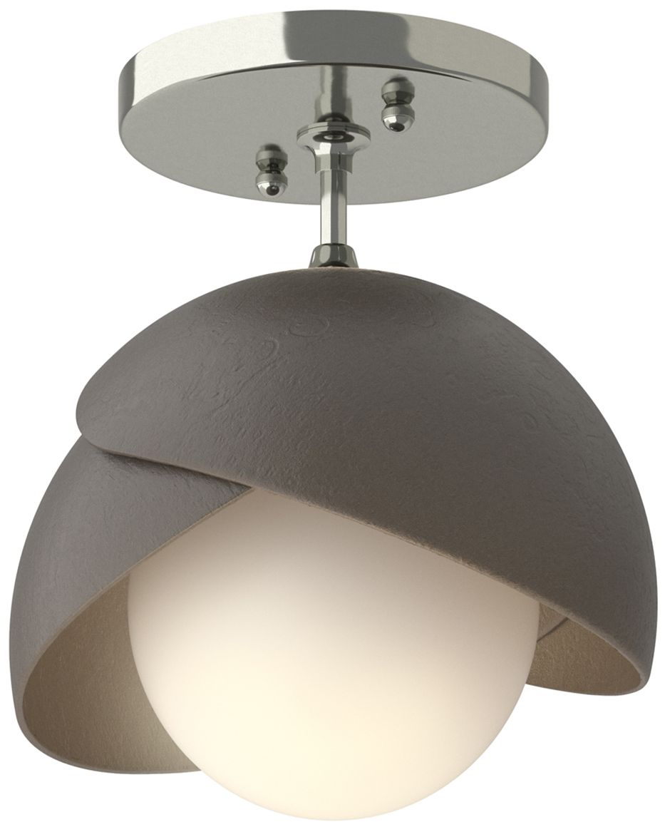 Brooklyn 1-Light Double Semi-Flush Sterling Smoke Opal Glass Made to Order